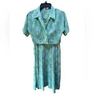1950s Eve Carver Semi-Sheer‎ Cotton Fit & Flare Spring/Summer Dress & Jacket